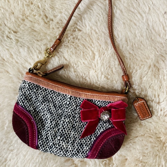 Coach Handbags - Coach Wool and Velvet Wristlet